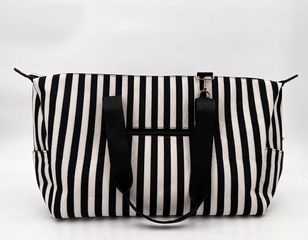 Alice Olivia Bag Black White Stripes Duffle bag Stacey Bendet Shoulder Straps